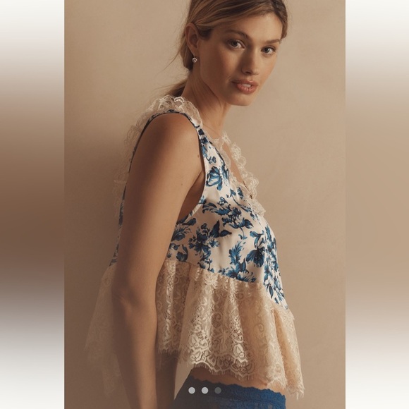 Anthropologie Blue Lace Swing Cami Sz XL - Picture 4 of 10